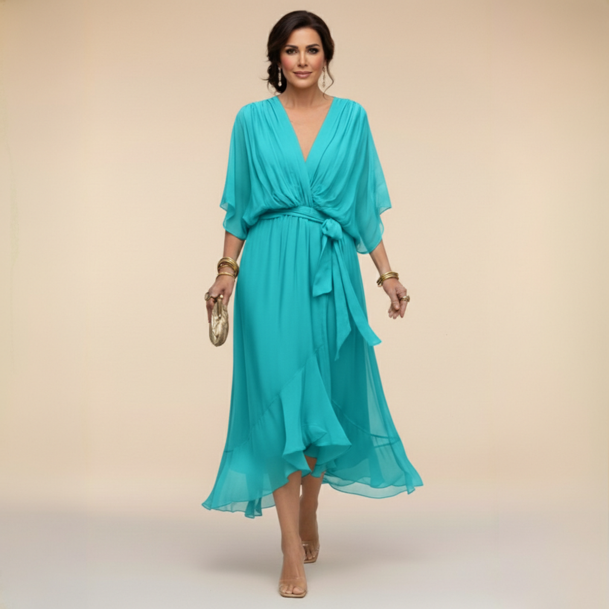 Iselle | Monica – V-Neck Flowing Dress