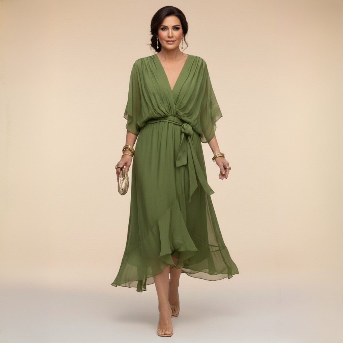 Iselle | Monica – V-Neck Flowing Dress