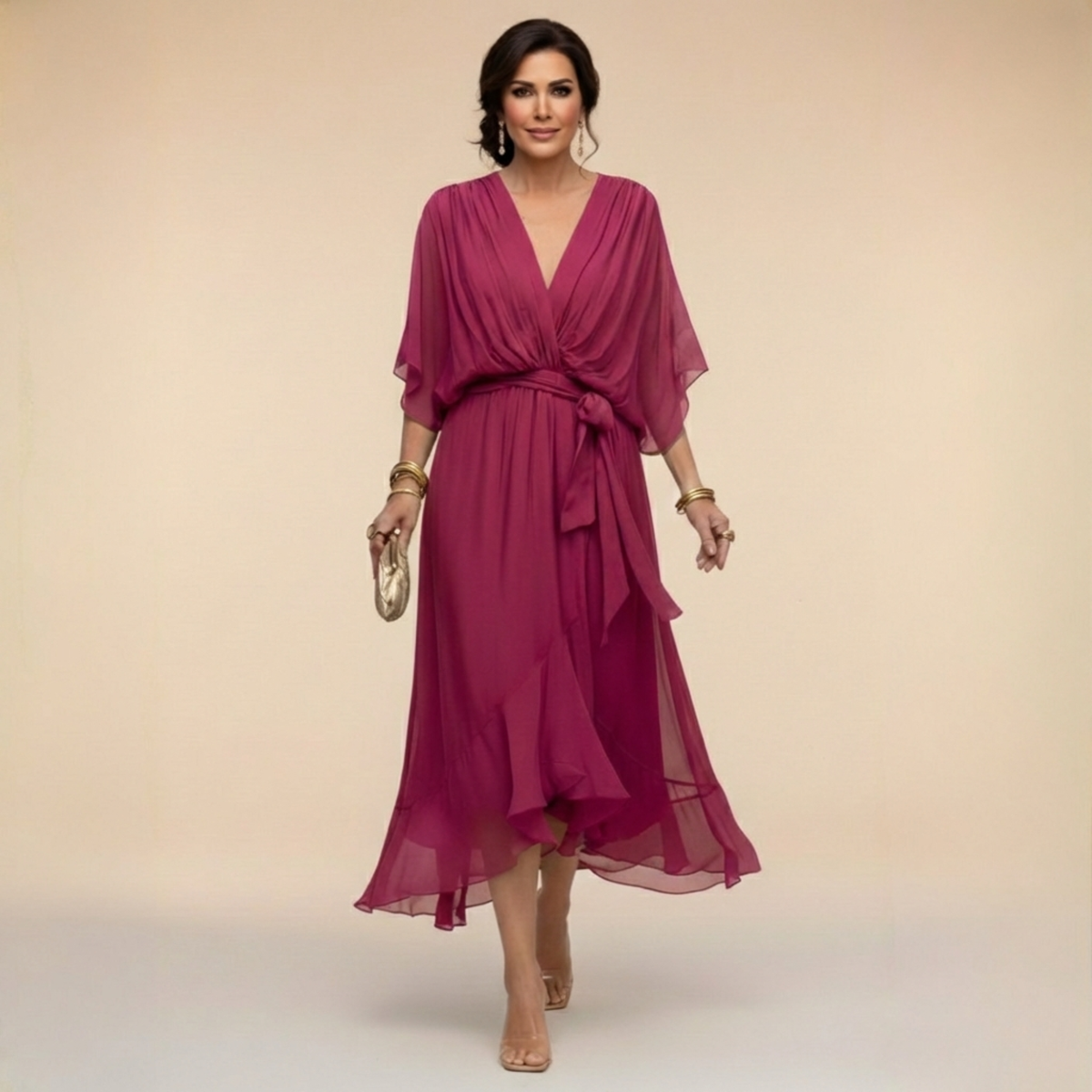 Iselle | Monica – V-Neck Flowing Dress
