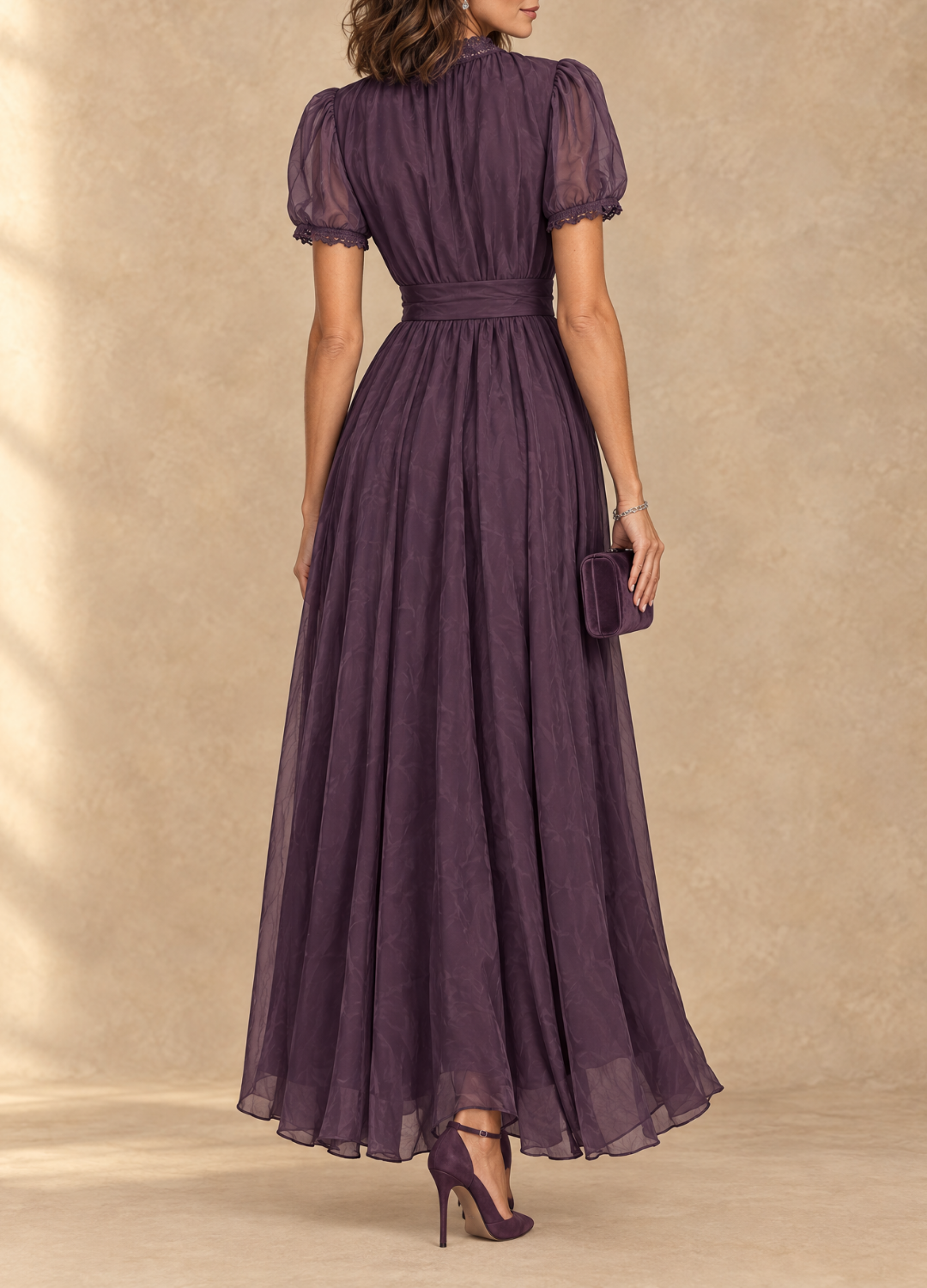 Elia Gathered Waist Keyhole Maxi Dress
