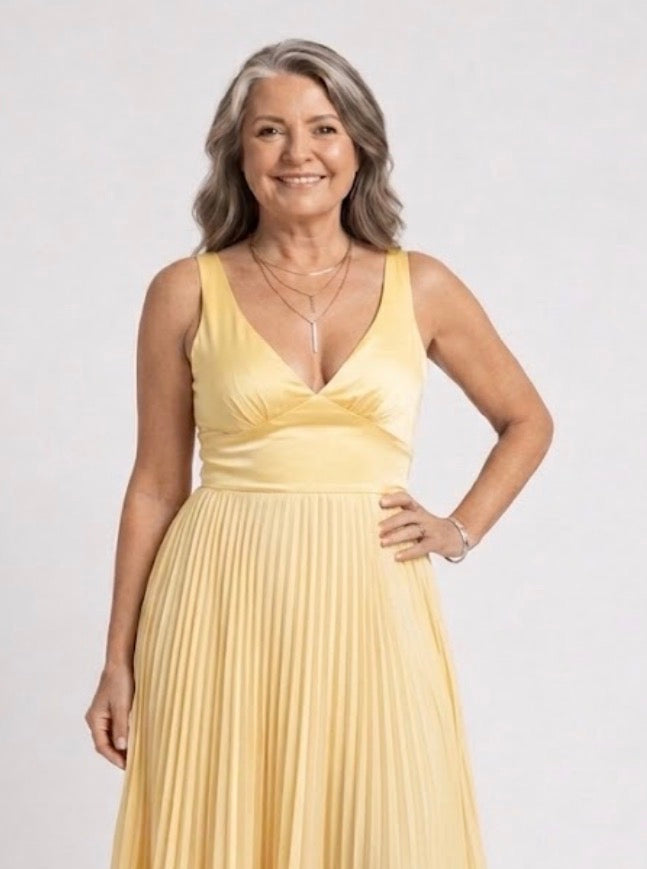 Faye | Pleated V-Neck Maxi Dress