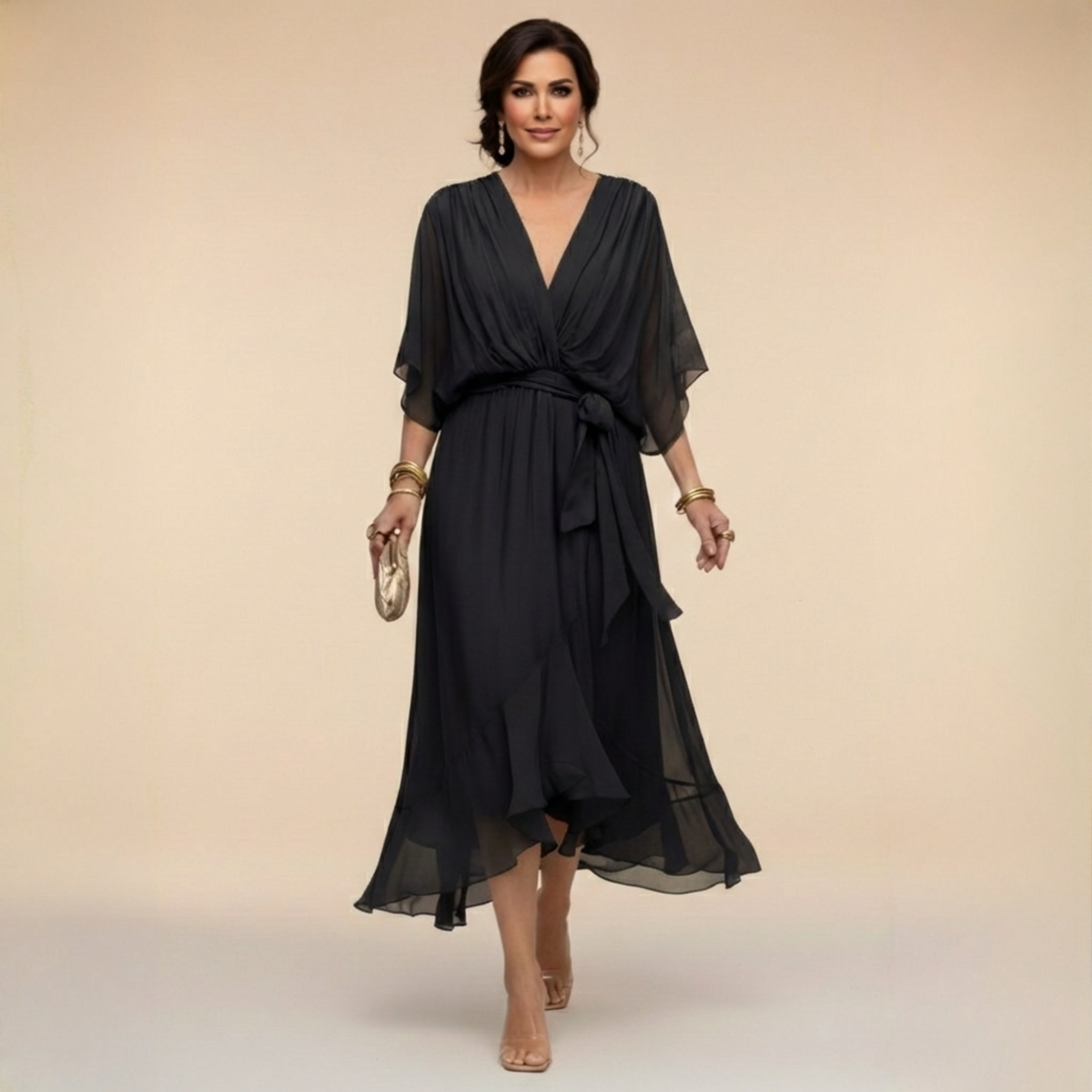 Iselle | Monica – V-Neck Flowing Dress