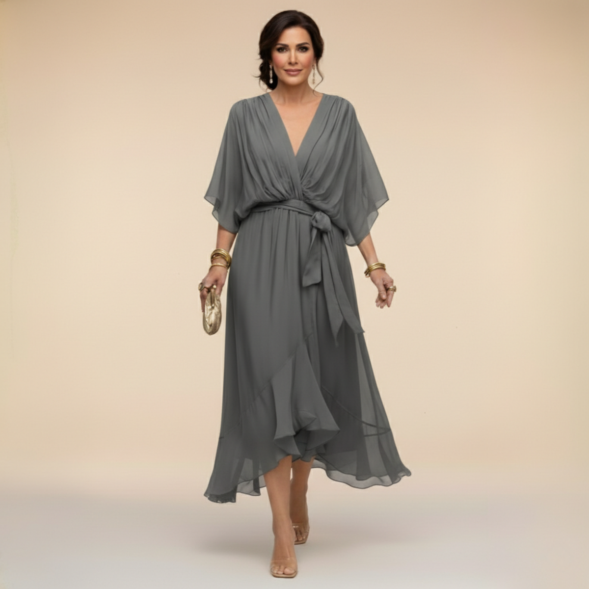 Iselle | Monica – V-Neck Flowing Dress