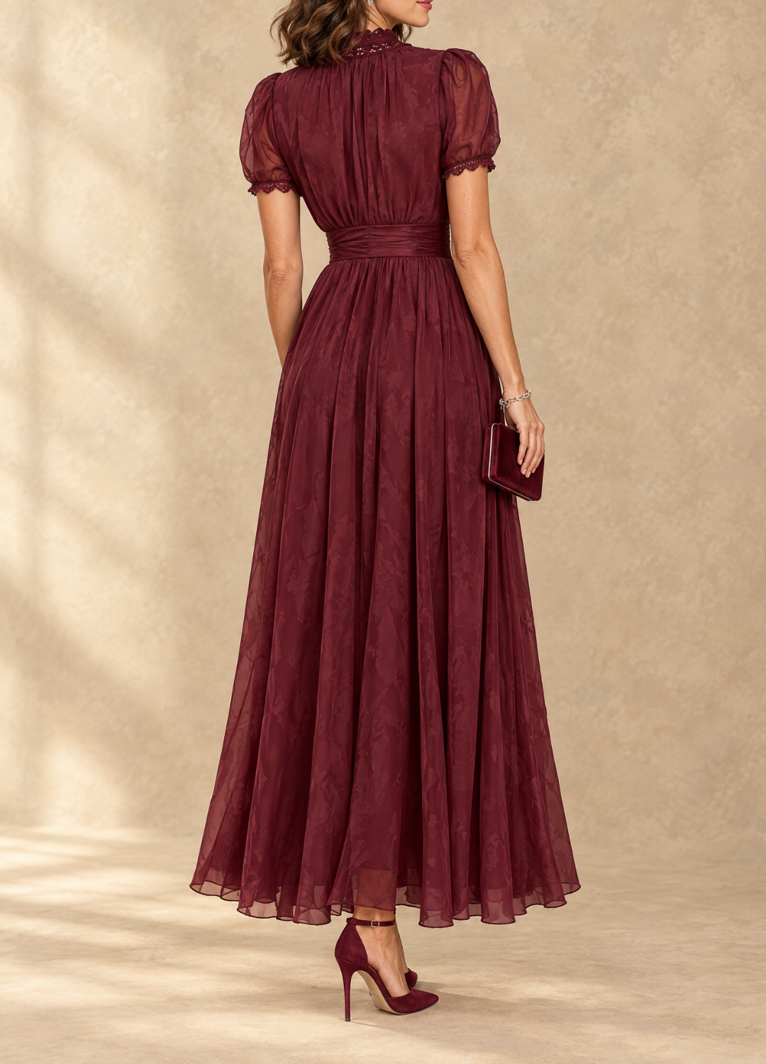 Elia Gathered Waist Keyhole Maxi Dress