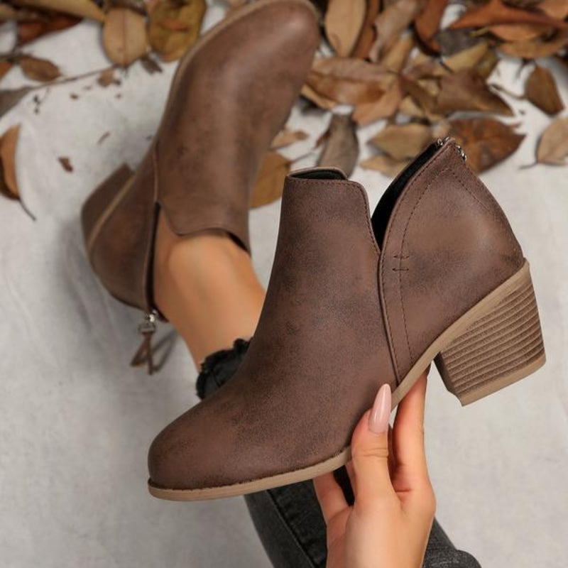 Hera – Textured Fringe Ankle Boots
