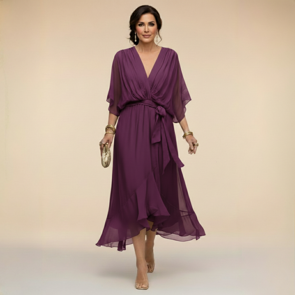 Iselle | Monica – V-Neck Flowing Dress