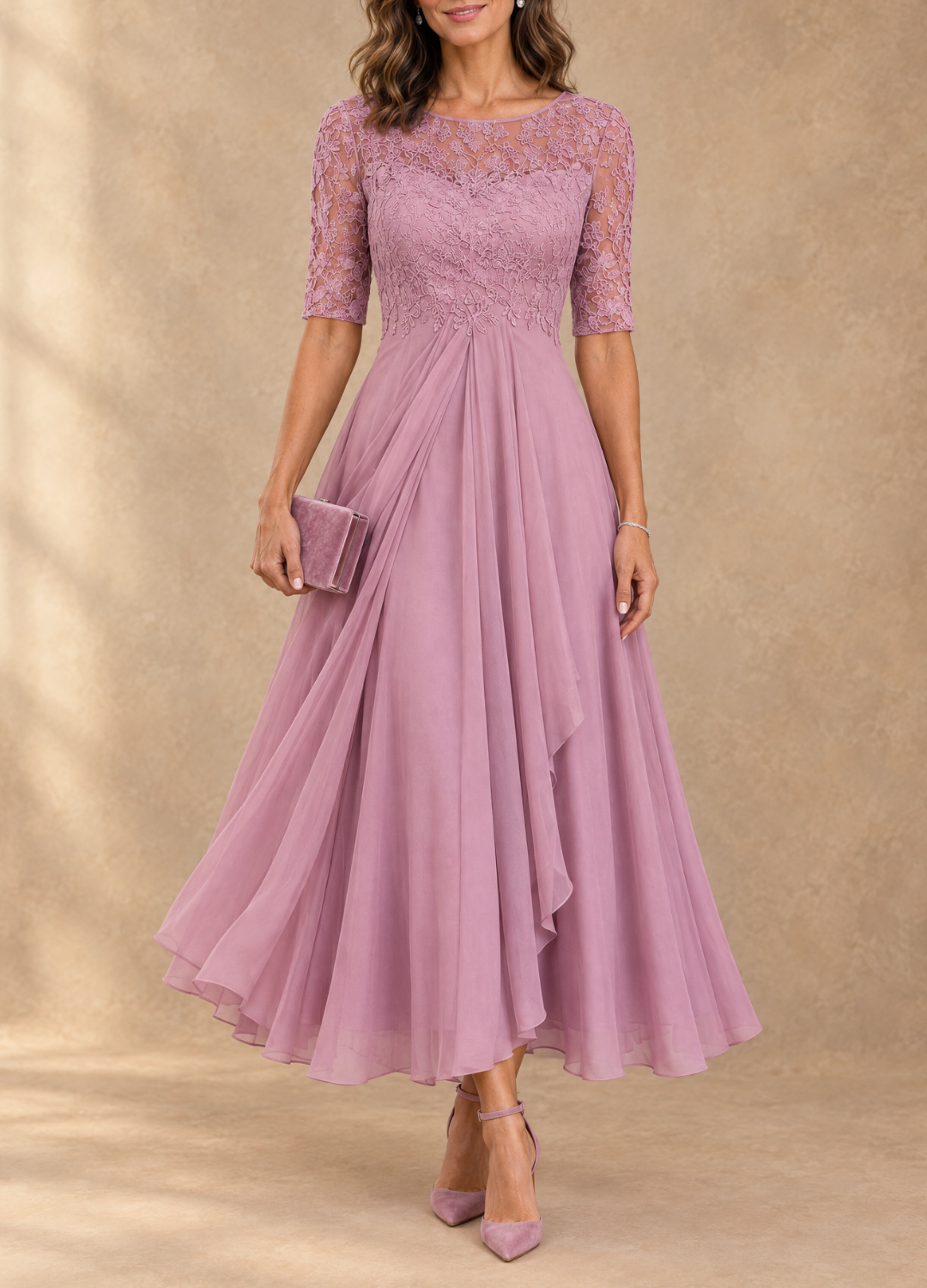 Abella Lace and Chiffon Dress