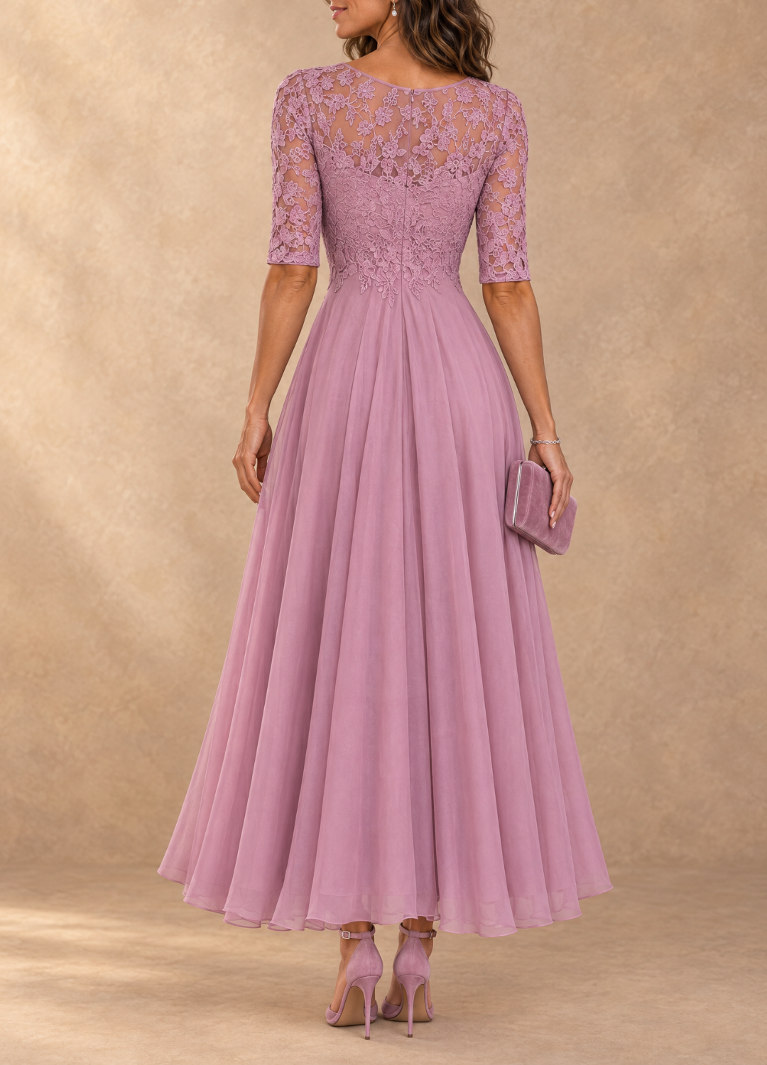 Abella Lace and Chiffon Dress