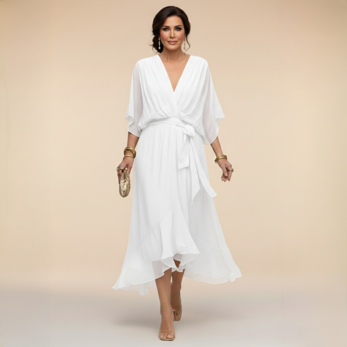 Iselle | Monica – V-Neck Flowing Dress