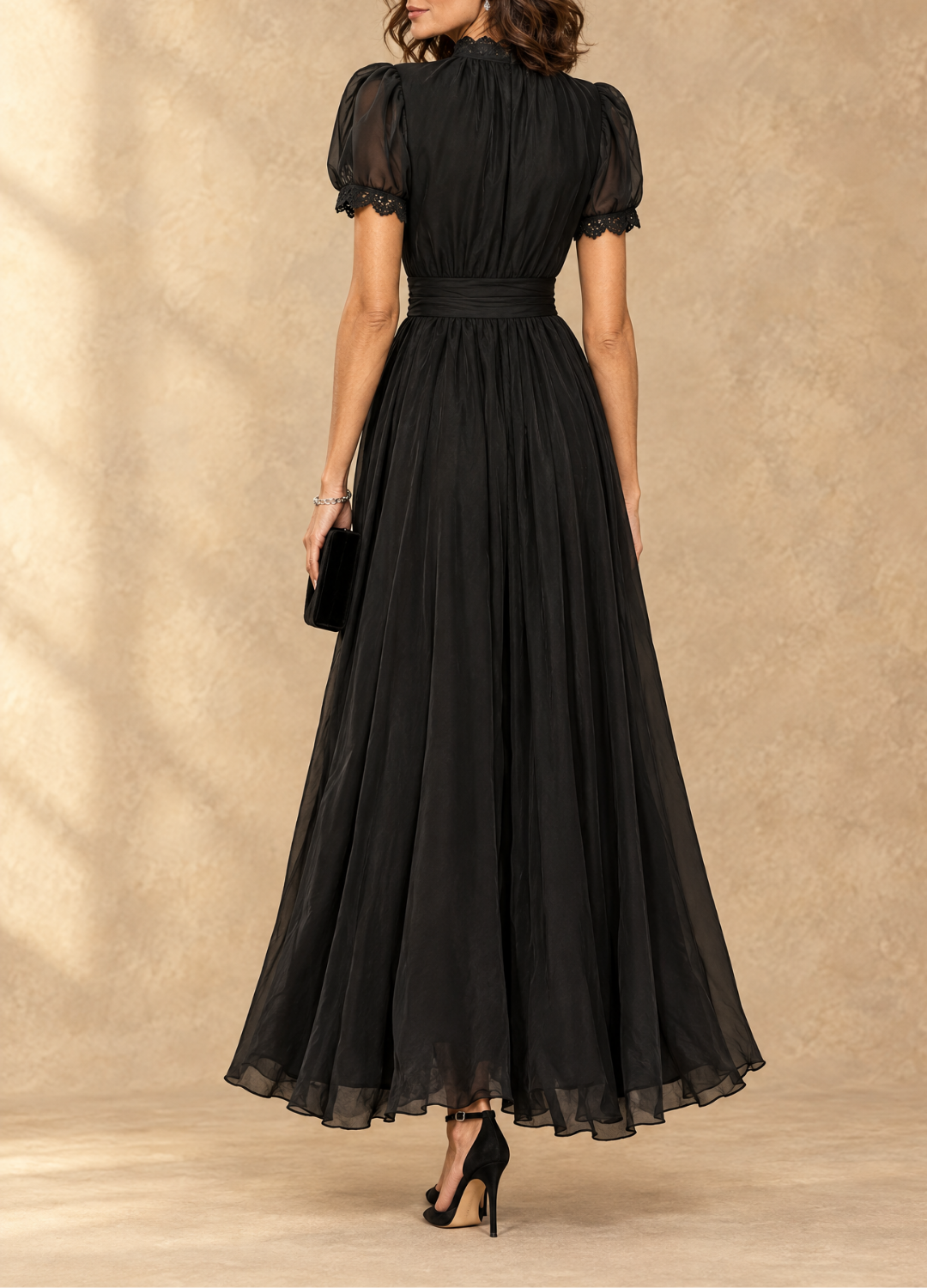 Elia Gathered Waist Keyhole Maxi Dress