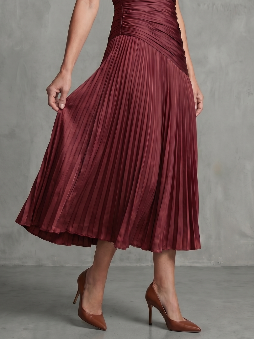 Cordelia | Pleated Waistline Stripe Midi Dress