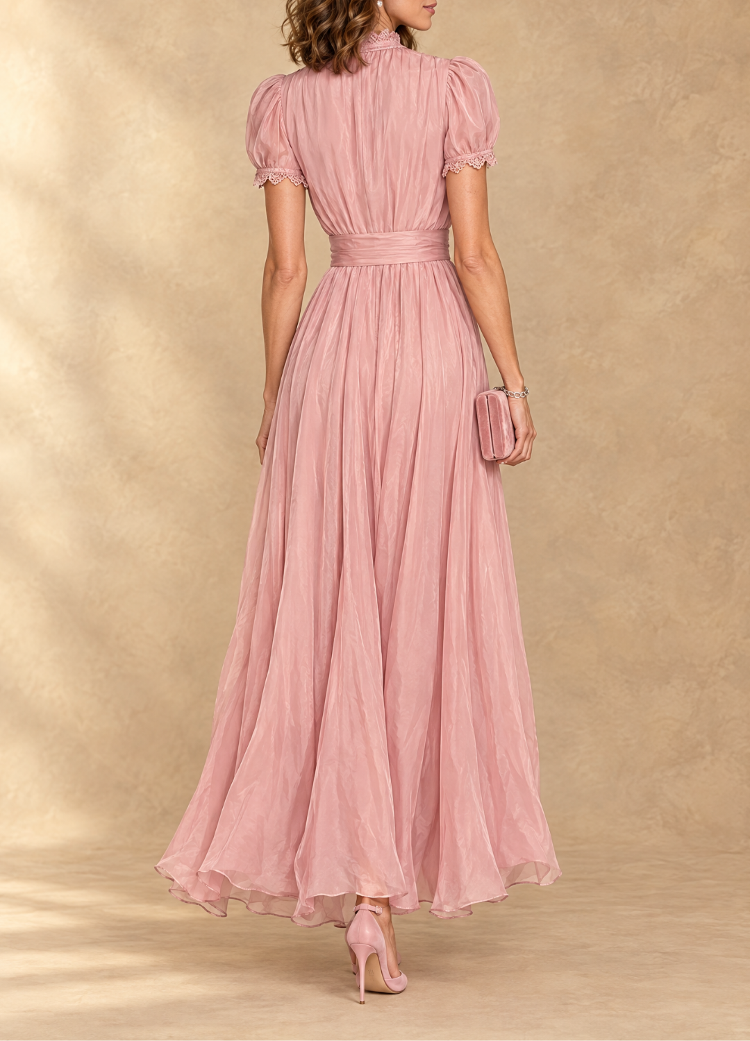 Elia Gathered Waist Keyhole Maxi Dress