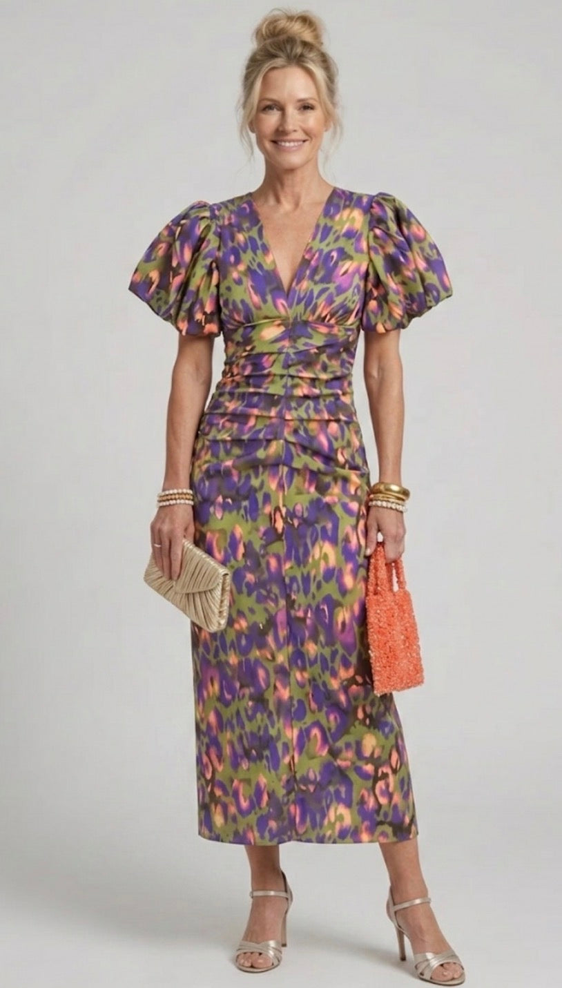 Ophelia | Puff Sleeve Midi Dress