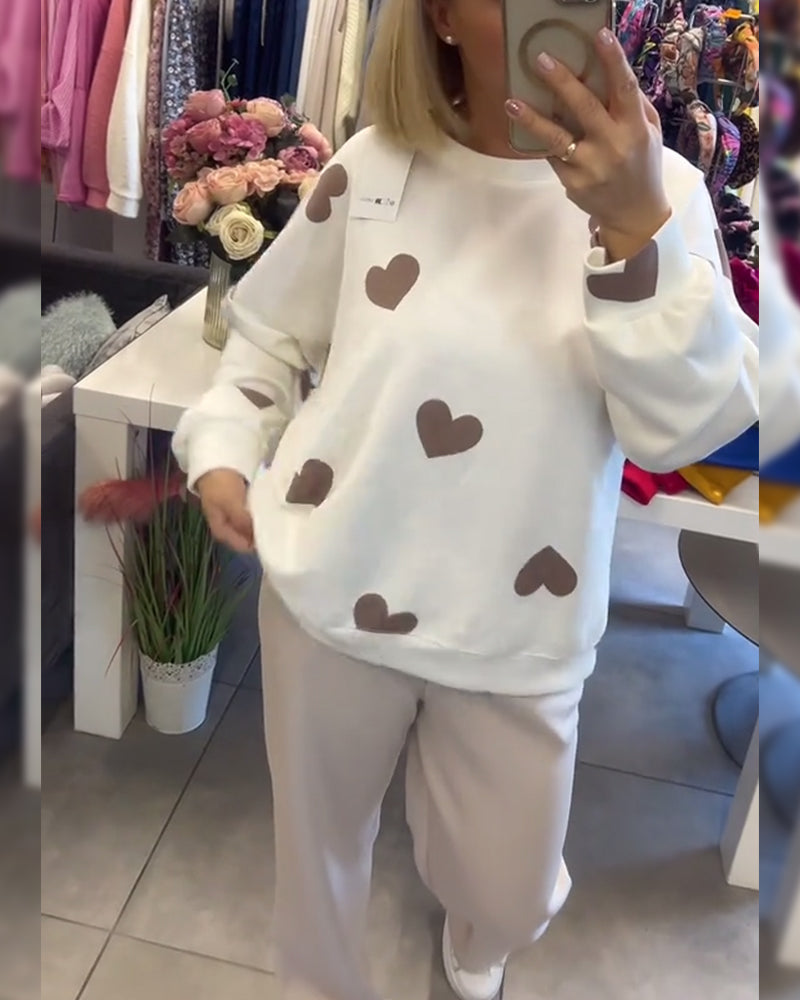 Miley – Cotton Blend Sweater with Heart Print