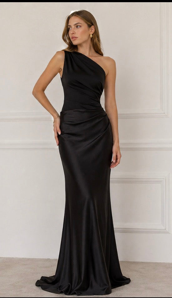 Arabella | Quilted Satin Maxi Dress