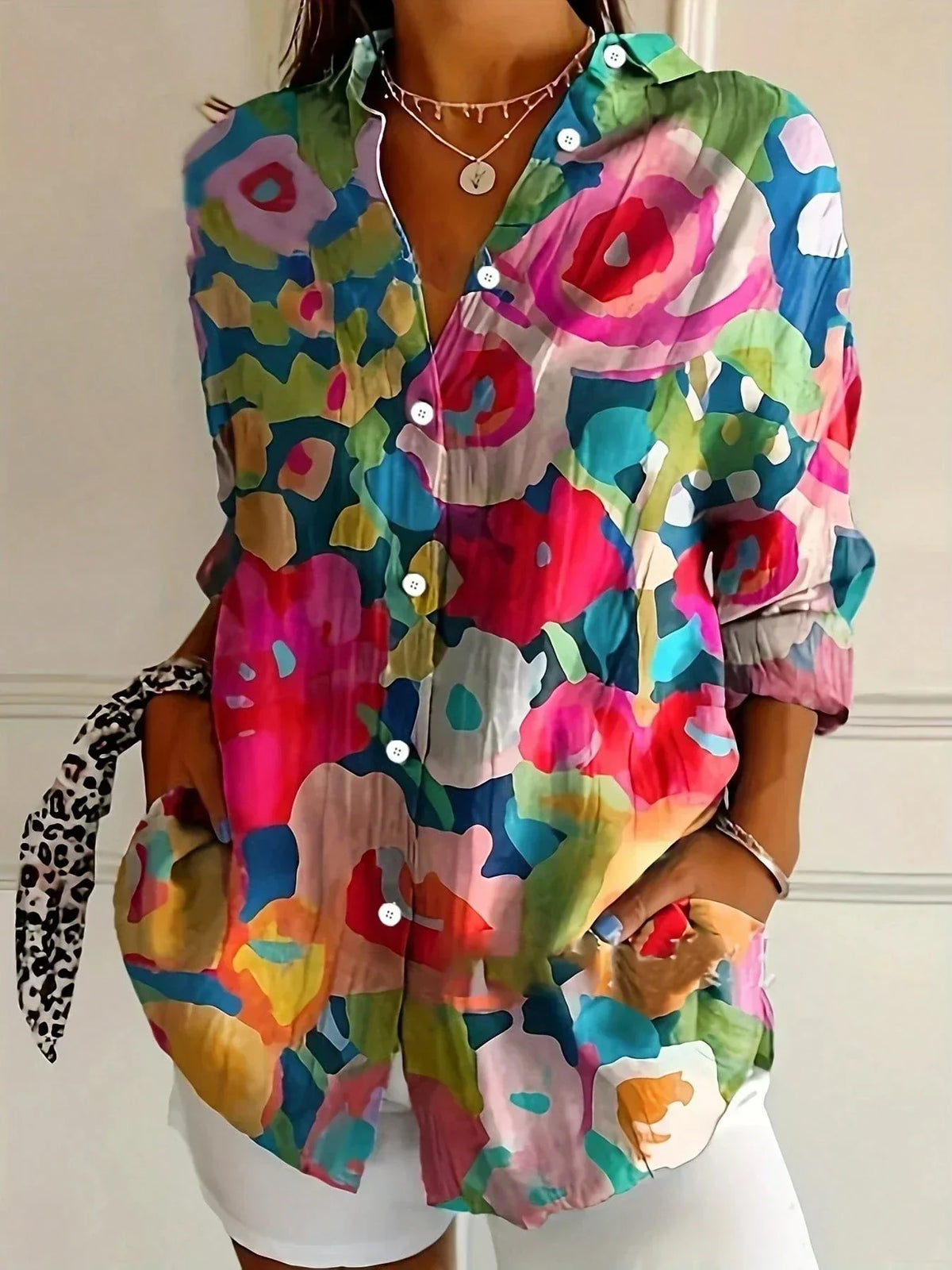 Asiah – Colorful Pattern Blouse with All-Day Comfort