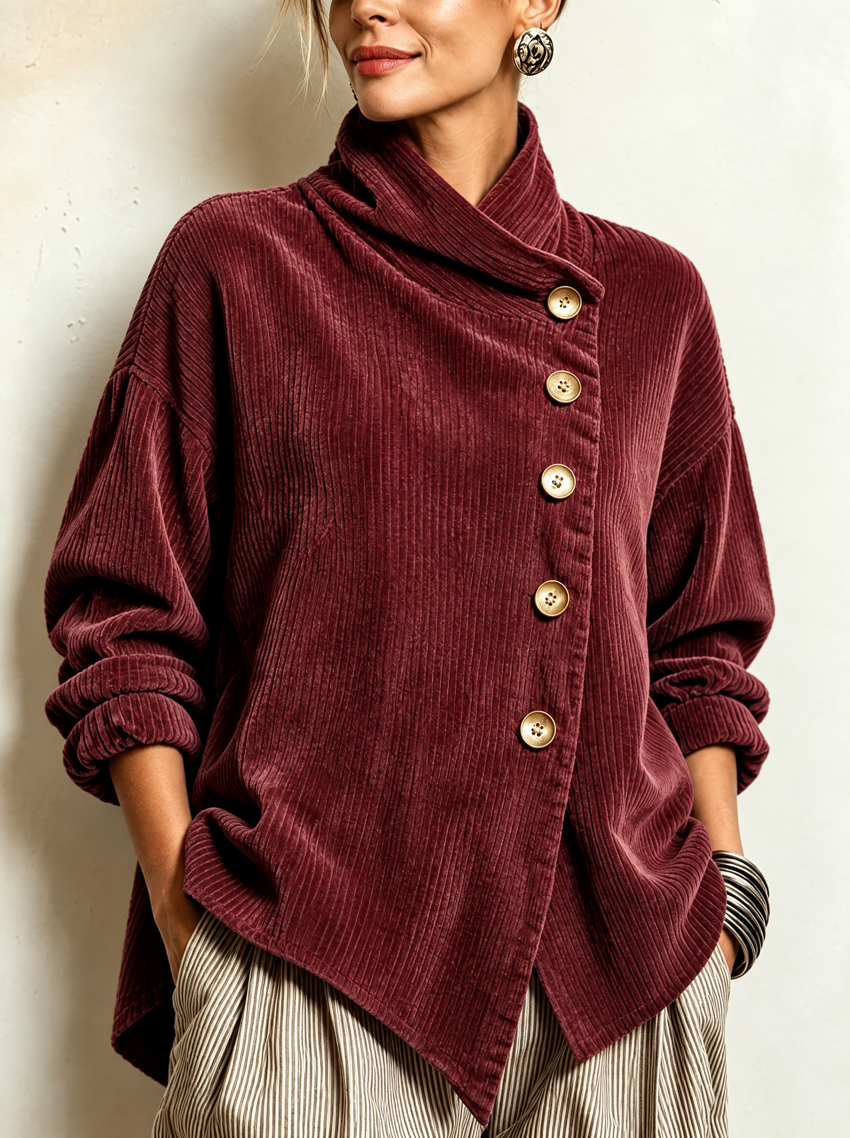 Amber | Corduroy Button-Up Top