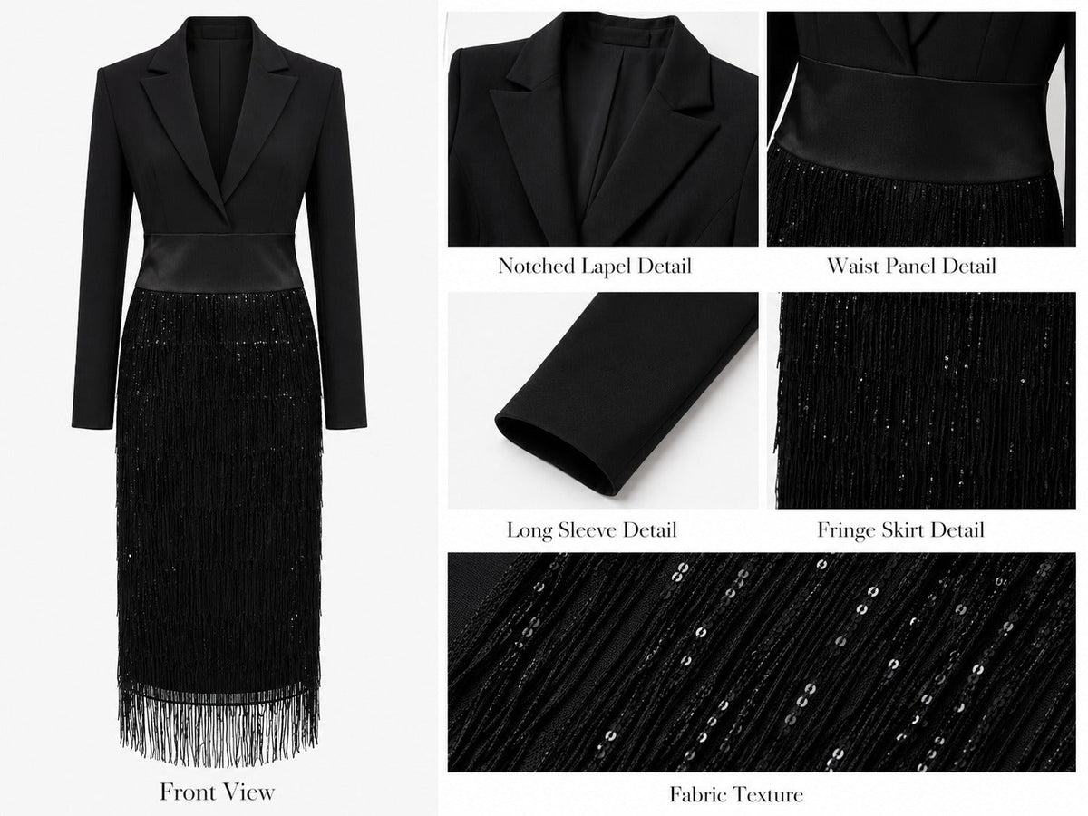 Loredana | Sequin Fringe Midi Dress