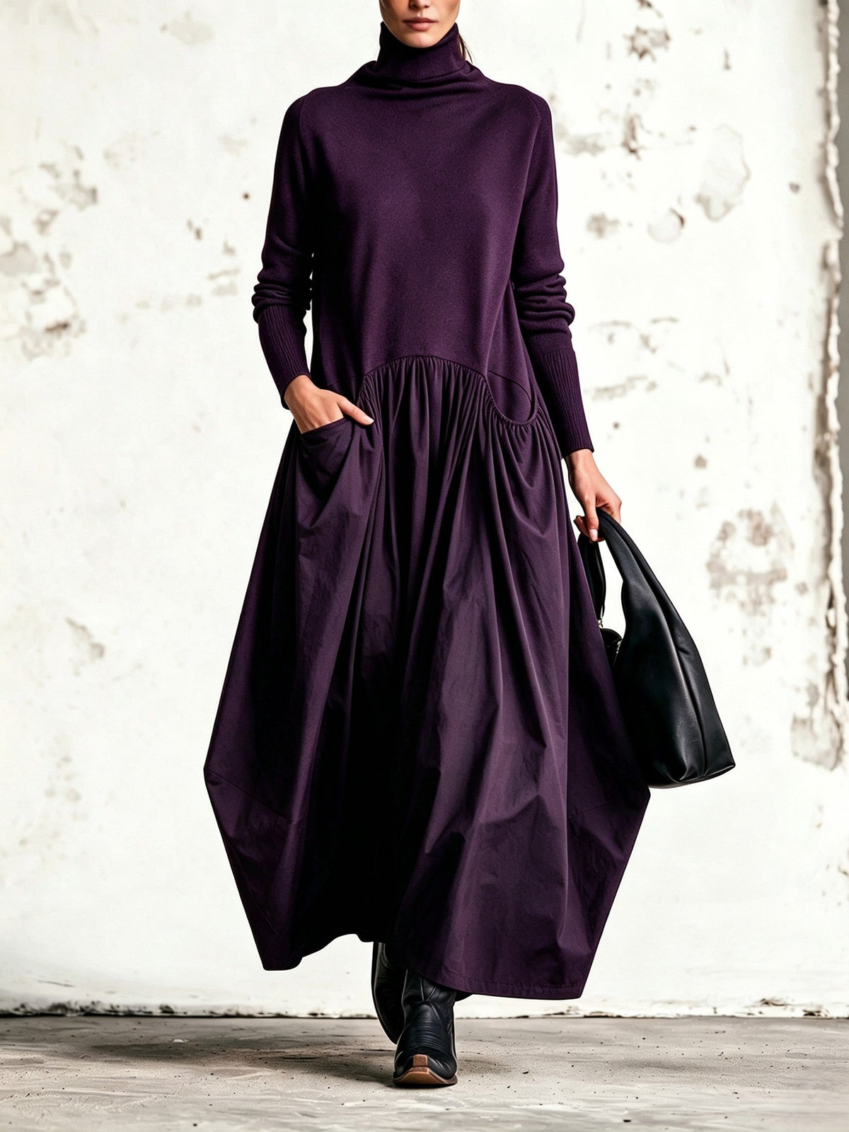 Nora | High-Neck Oversized Maxi Dress