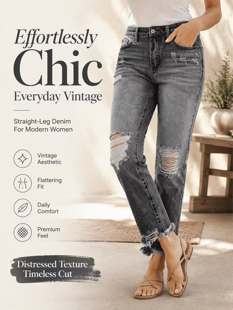 Madison - Distressed Vintage Denim Jeans