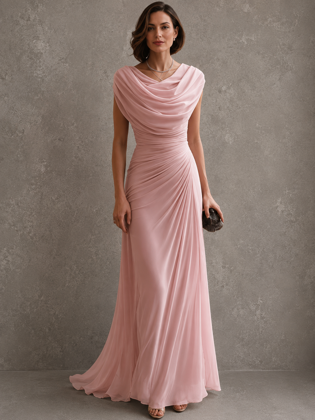 Jilliann | Draped Cowl-Neck Maxi Dress